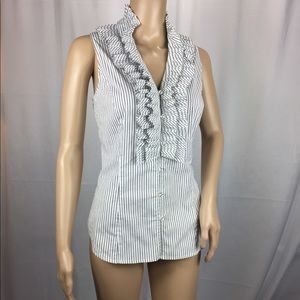 White House Black Market Ruffle Collared Blouse 8